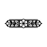 Elegant Floral Border Element - Black and White Decorative vector