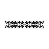 Ornamental Black Leaf Element on White, Minimalist Pattern vector