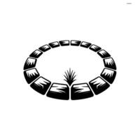 Abstract Stone Ring with Plant, Minimalist Monochromatic vector