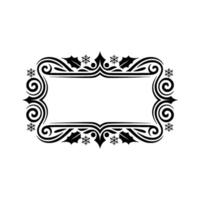 Elegant Black White Christmas Frame with Holly and Snowflake Ornaments vector