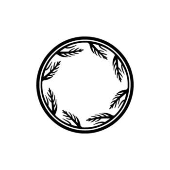 Elegant Circle Frame with Branch Motif - Minimalist vector