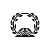 Elegant Laurel Wreath with Shell, Decorative Emblem vector