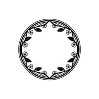 Floral Wreath Circle Frame in Minimalist Black and Blush Pink vector