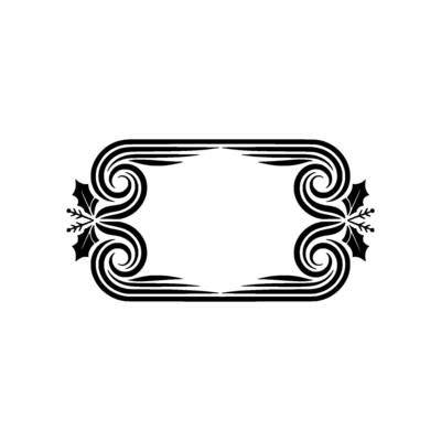 Elegant Black and White Frame with Swirls and Holly, Element