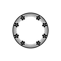 Black Flower Circle on White Background - Minimalist vector