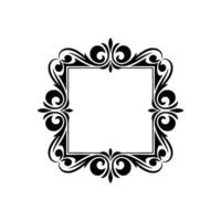 Elegant Black Floral Frame on White Background, Decorative, Border vector