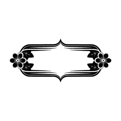 Elegant Floral Frame, Black and White, Decorative - Border