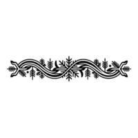 Minimalist Ornamental Border Pine, Snowflake Swirls vector