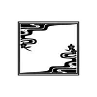 Elegant Japanese Floral Frame with Swirling Patterns vector