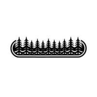 Minimalist Forest Silhouette in a Rounded Rectangle, Black White vector