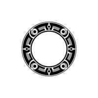 Geometric Aztec Circle, Black White, Minimalist, Symbolic vector