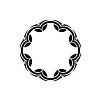 Geometric Black and White Floral Circle Ornament on Cream Background vector