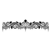 Elegant Winter Scroll Border with Icicles, Black and White Ornament vector