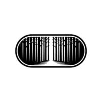 Minimalist Forest Silhouette in Capsule Shape on White Background vector