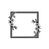 Elegant Floral Frame Minimalist Black White - Flowers vector