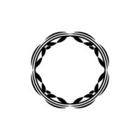 Geometric Black White Circular Ornament on White Background, Minimalist vector