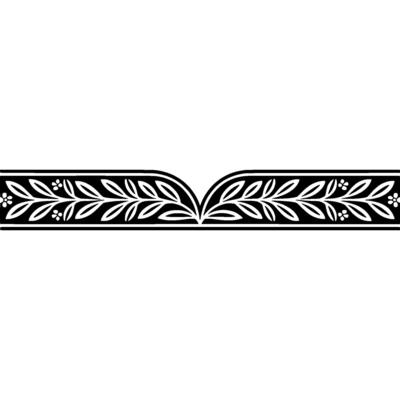 Elegant Black White Floral- Border Element on White Background