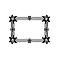 Floral Rectangular Frame, Black and White, Decorative Border vector