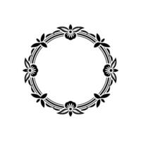 Elegant Black Floral Wreath Circle on Light Grey Background vector