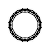 Art Deco Geometric Circular Frame, Black and White Element vector