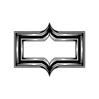 Black White Ornate Label Frame on White Background vector