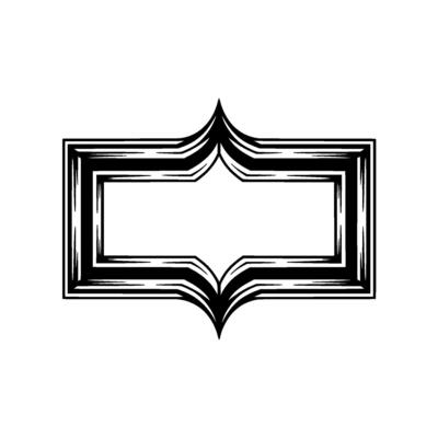 Black White Ornate Label Frame on White Background