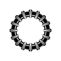 Abstract Geometric Ring in Black and White on Gray Background vector