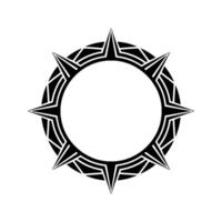 Geometric Starburst Circle Emblem on White, Minimalist vector