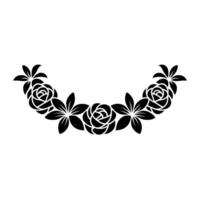 Elegant Black Floral Wreath on White, Minimalist - Decoration vector