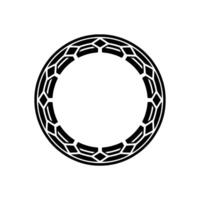Geometric Black Circle Ornament on White Background vector