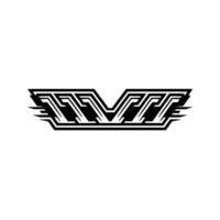 Abstract Geometric Wing in Black on White vector