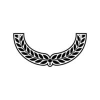 Elegant Laurel Wreath Crest, Minimalist Black White vector