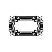 Floral Frame Art Deco Elegance, Black White vector