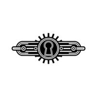 Art Deco Keyhole Emblem Black White Geometric vector