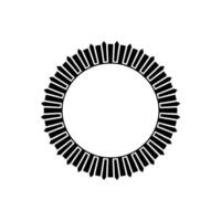 Geometric Black Sunburst Ring, Minimalist Abstract on White vector