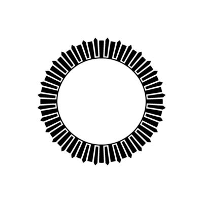 Geometric Black Sunburst Ring, Minimalist Abstract on White