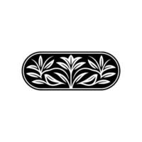 Elegant Floral Frame Black and White Botanical Border - Leaf vector