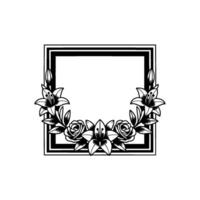 Elegant Floral Frame in Black and White Wedding Invitation vector