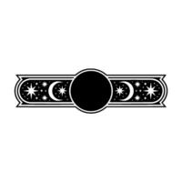 Celestial Ornament Black White with Moons and Stars vector