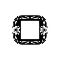 Floral Frame Black and White Decorative Element for Invitation or Card vector