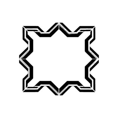 Geometric Black and White Star Frame on White Background