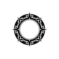 Minimalist Black Circle Frame, Abstract Ornamental on White Background vector