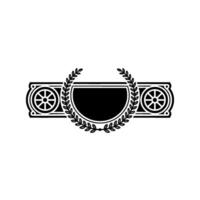 Black White BadgeEmblem with Laurel Wreath and Decorative Elements vector