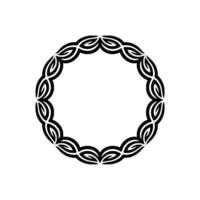 Abstract Floral Circle Ornament, Black and White, Minimalist vector