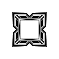 Art Deco Geometric Frame, Black White, Square on Gray vector