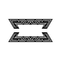 Abstract Black Geometric Border on White Background - Frame vector