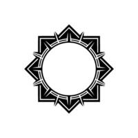 Geometric Sunburst Frame with Spikes - Black and White vector