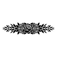 Elegant Floral Border, Silhouette, Black on White vector