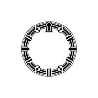 Ornate Keyhole Circle on White Background vector