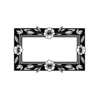 Elegant Black and White Floral Frame, Invitation Template, Minimalist vector